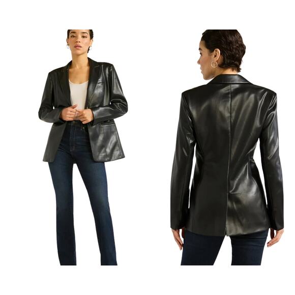 Sofia Vergara Black Faux Leather Blazer Small - Picture 2 of 12